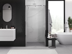 Mexen Exo 125 cm Hinged Shower Door, Transparent, Chrome - 819-125-000-01-00