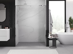 Mexen Exo 130 cm Hinged Shower Door, Transparent, Chrome - 819-130-000-01-00