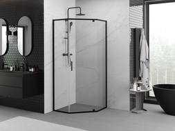 Mexen Exo-R pentagonal shower enclosure with hinged doors 90 x 90 cm, transparent, black - 812-090-090-70-00