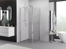 Mexen Exo-B Duo swing shower enclosure 80 x 80 cm, transparent, chrome - 814-080-080-01-00
