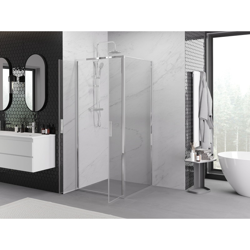 Mexen Exo-B Duo swing shower enclosure 80 x 80 cm, transparent, chrome - 814-080-080-01-00