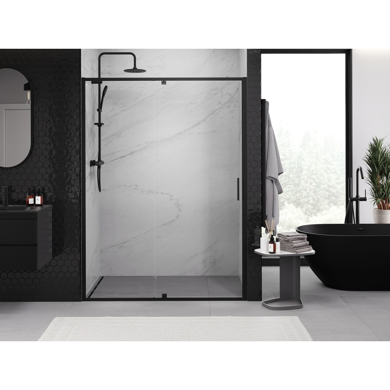 Mexen Exo-R hinged shower door 130 cm, transparent, black - 819-130-000-70-00