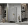 Mexen Lima 80 x 100 cm Folding Shower Enclosure, Transparent, Gold + Flat Tray, Black - 856-080-100-50-00-4070G