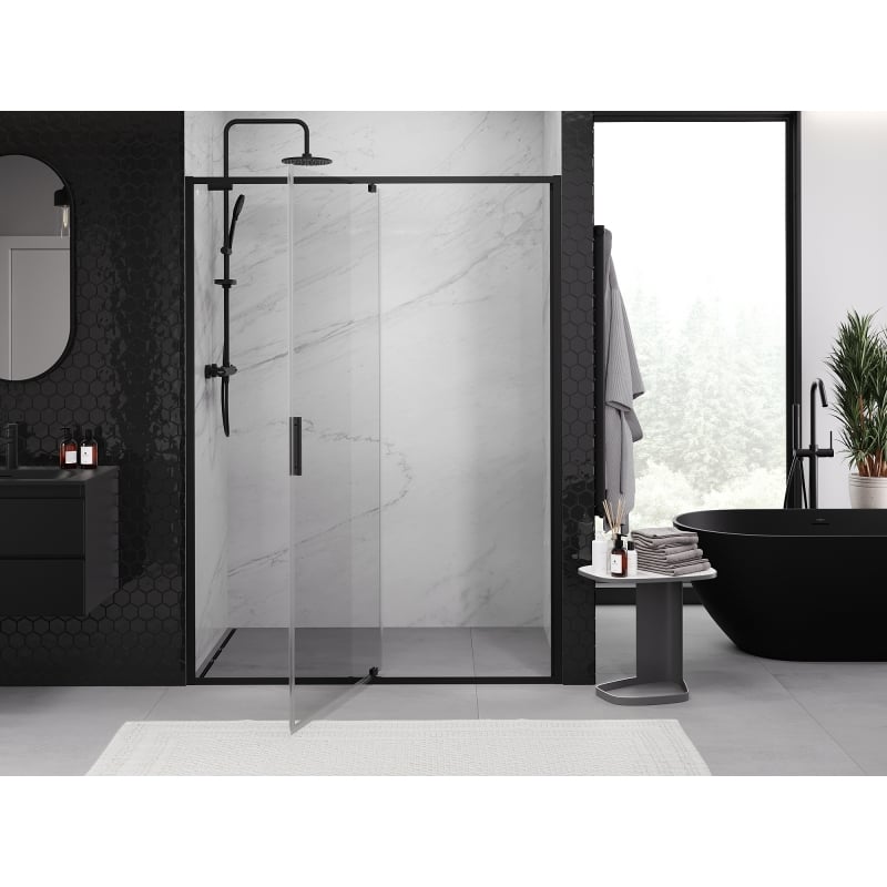Mexen Exo 135 cm Pivot Shower Door, Transparent, Black - 819-135-000-70-00
