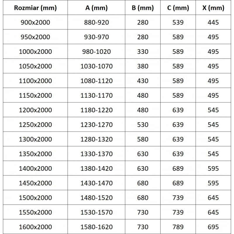 Mexen Exo hinged shower door 155 cm, transparent, black - 819-155-000-70-00