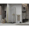 Mexen Lima folding shower cabin 80 x 80 cm, transparent, gold + Flat shower tray, black - 856-080-080-50-00-4070G