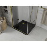 Mexen Lima folding shower cabin 80 x 80 cm, transparent, gold + Flat shower tray, black - 856-080-080-50-00-4070G