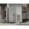 Mexen Lima folding shower cabin 80 x 80 cm, transparent, gold + Flat shower tray, black - 856-080-080-50-00-4070G