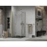 Mexen Lima folding shower cabin 90 x 90 cm, transparent, gold + Flat black shower tray - 856-090-090-50-00-4070G
