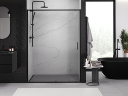 Mexen Exo sliding shower door 130 cm, transparent, black - 8151-130-000-70-00
