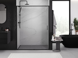 Mexen Exo Sliding Shower Door 155 cm, Transparent, Black - 8151-155-000-70-00