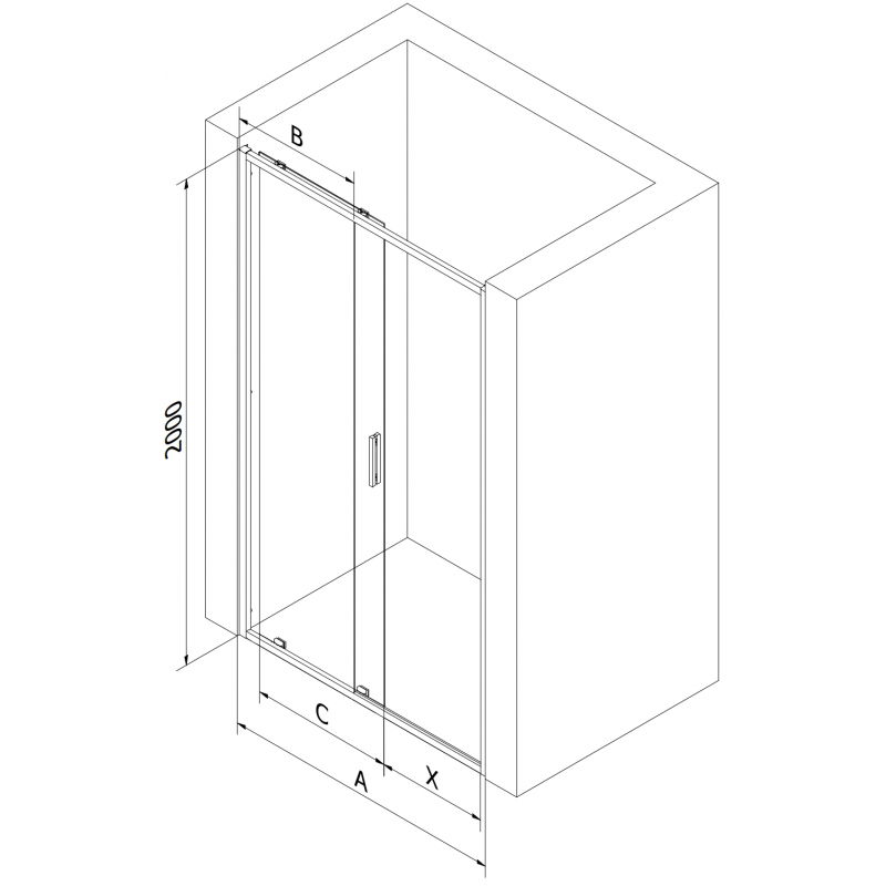 Mexen Exo sliding shower doors 150 cm, transparent, black - 8151-150-000-70-00