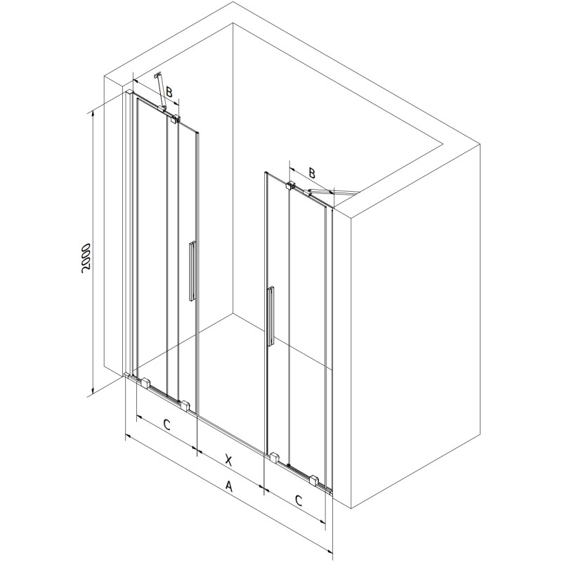 Mexen Velar Duo sliding shower doors 160 cm, transparent, brushed gold - 871-160-000-02-55