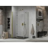 Mexen Lima folding shower enclosure 100 x 90 cm, transparent, gold + Flat shower tray, black - 856-100-090-50-00-4070G