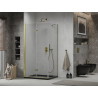 Mexen Lima folding shower enclosure 100 x 90 cm, transparent, gold + Flat shower tray, black - 856-100-090-50-00-4070G