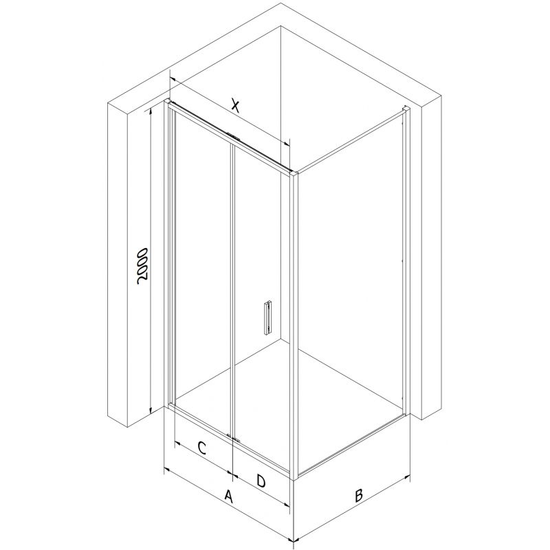 Mexen Exo folding shower enclosure 90 x 70 cm, transparent, chrome - 816-090-070-01-00