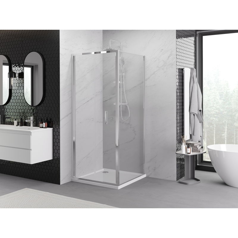 Mexen Exo Foldable Shower Enclosure 85 x 85 cm, Transparent, Chrome - 816-085-085-01-00