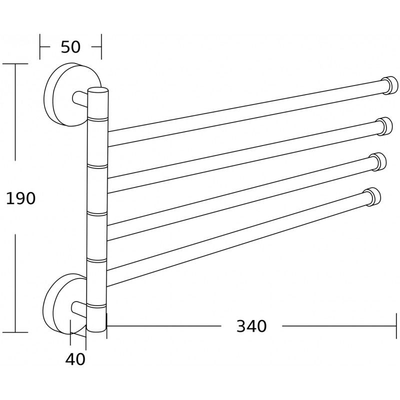 Mexen Quadruple Rotating Towel Rack, Chrome - 7039244-00