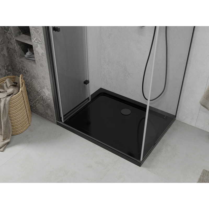 Mexen Lima folding shower cabin 80 x 100 cm, transparent, black + Flat shower tray, black - 856-080-100-70-00-4070B