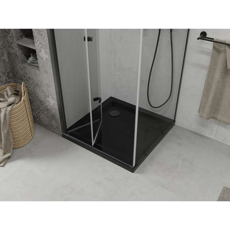 Mexen Lima folding shower cabin 80 x 80 cm, transparent, black + Flat tray, black - 856-080-080-70-00-4070B