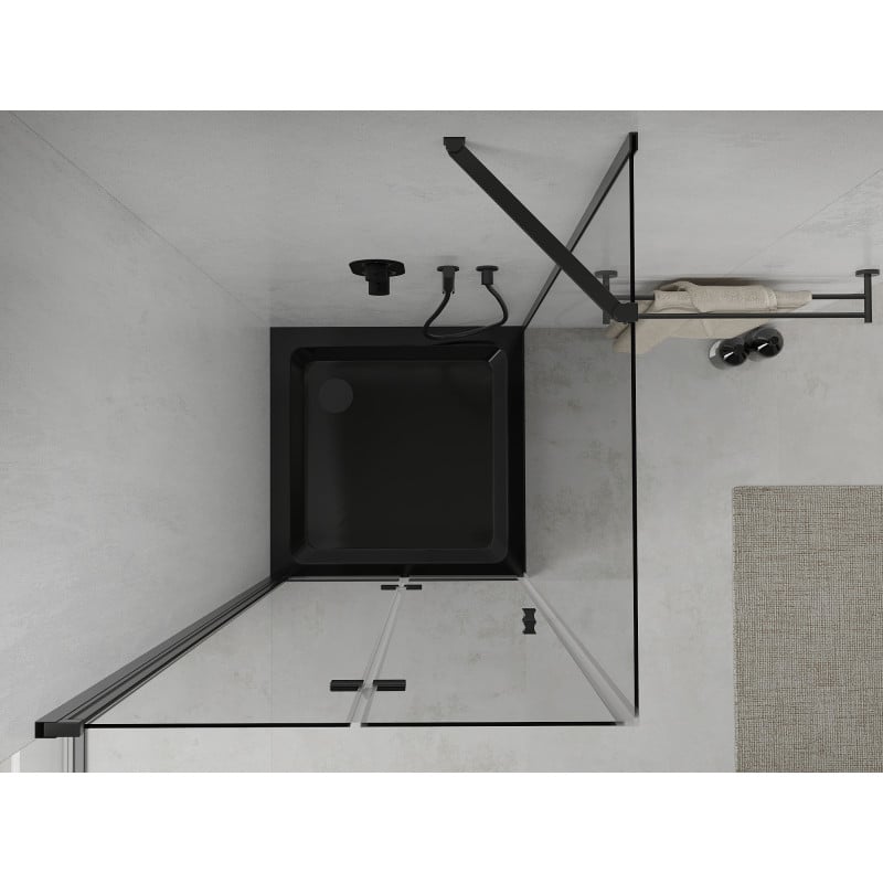 Mexen Lima folding shower cabin 80 x 80 cm, transparent, black + Flat tray, black - 856-080-080-70-00-4070B