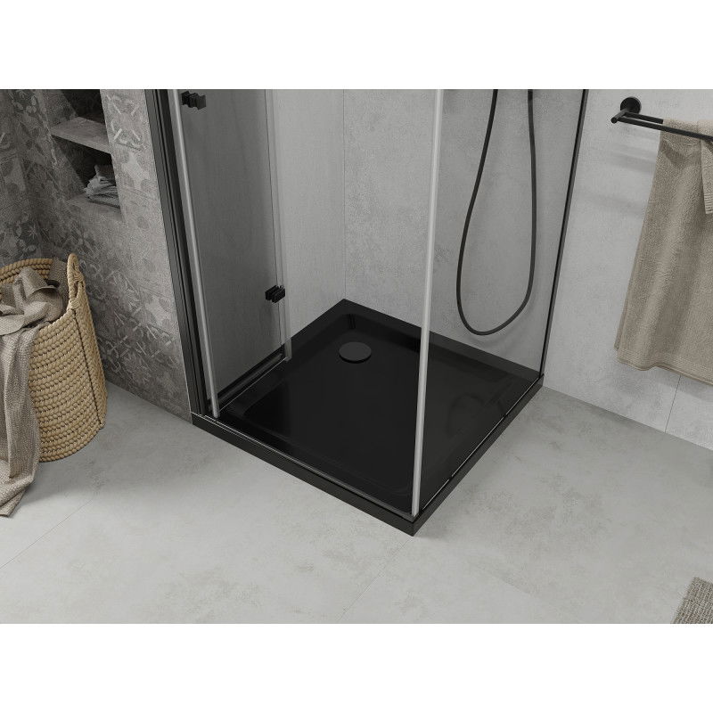 Mexen Lima folding shower cubicle 90 x 90 cm, transparent, black + Flat tray, black - 856-090-090-70-00-4070B