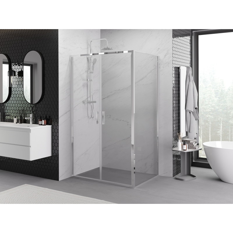 Mexen Exo-B Duo hinged shower enclosure 100 x 75 cm, transparent, chrome - 814-100-075-01-00
