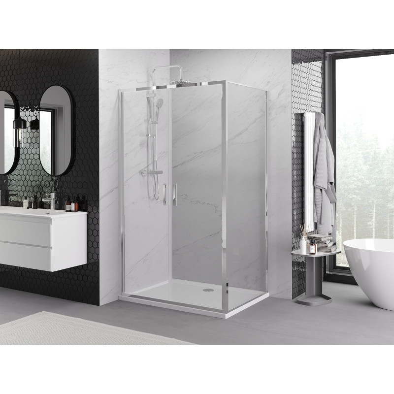 Mexen Exo-B Duo shower enclosure hinged 100 x 80 cm, transparent, chrome - 814-100-080-01-00
