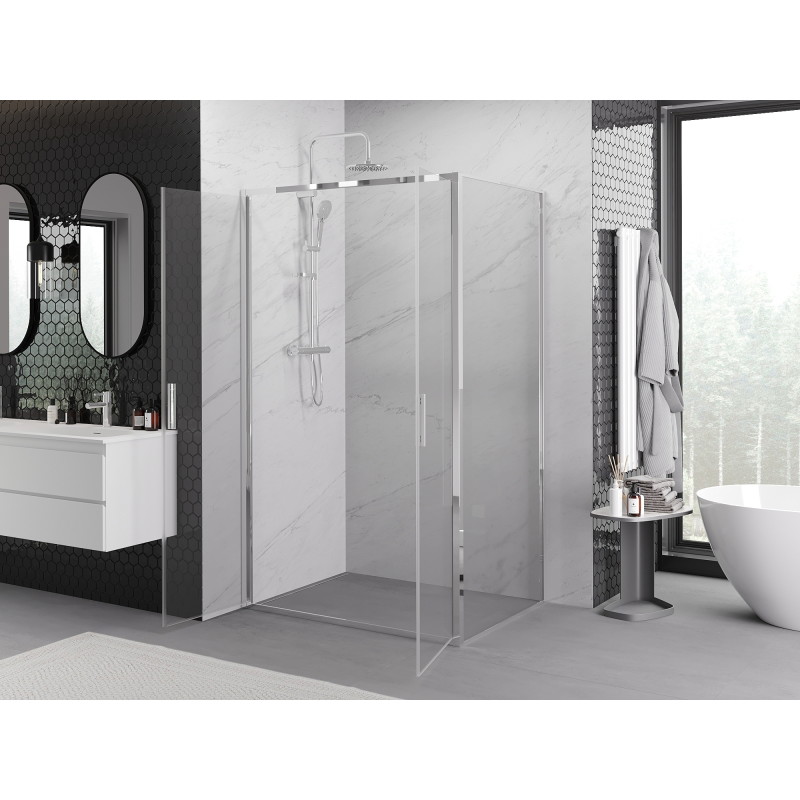 Mexen Exo-B Duo shower enclosure hinged 100 x 80 cm, transparent, chrome - 814-100-080-01-00