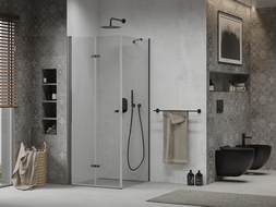 Mexen Lima folding shower cubicle 80 x 80 cm, Transparent, Black - 856-080-080-70-00
