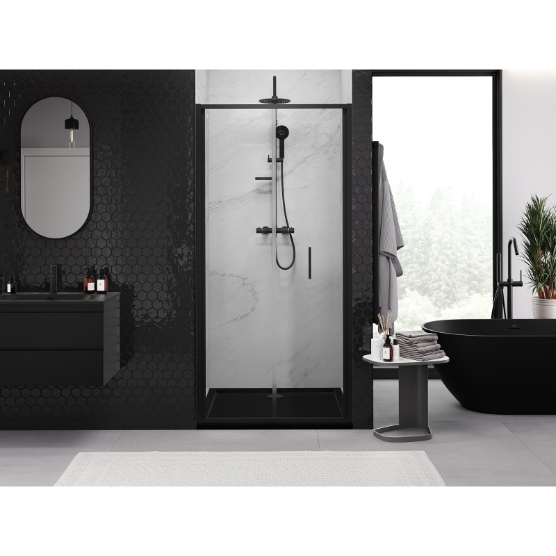 Mexen Exo-F folding shower door 65 cm, transparent, black - 816-065-000-70-00