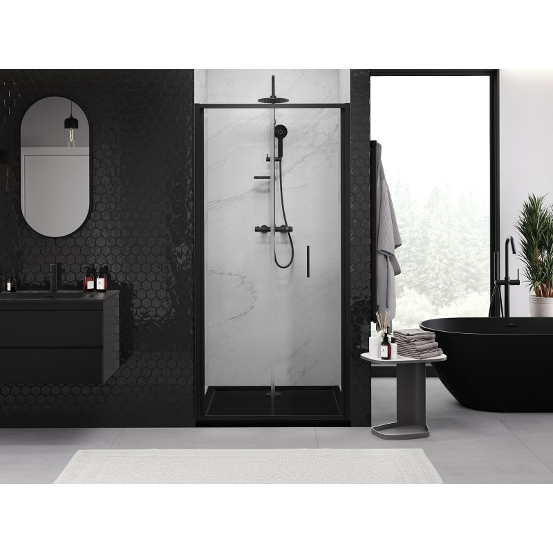 Mexen Exo foldable shower door 70 cm, transparent, black - 816-070-000-70-00