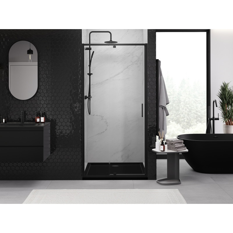 Mexen Exo-R 90 cm Hinged Shower Door, Transparent, Black - 819-090-000-70-00