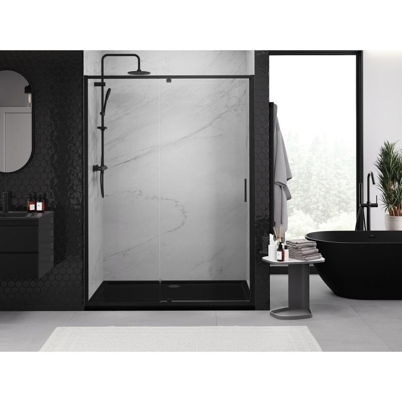 Mexen Exo-R hinged shower door 130 cm, transparent, black - 819-130-000-70-00