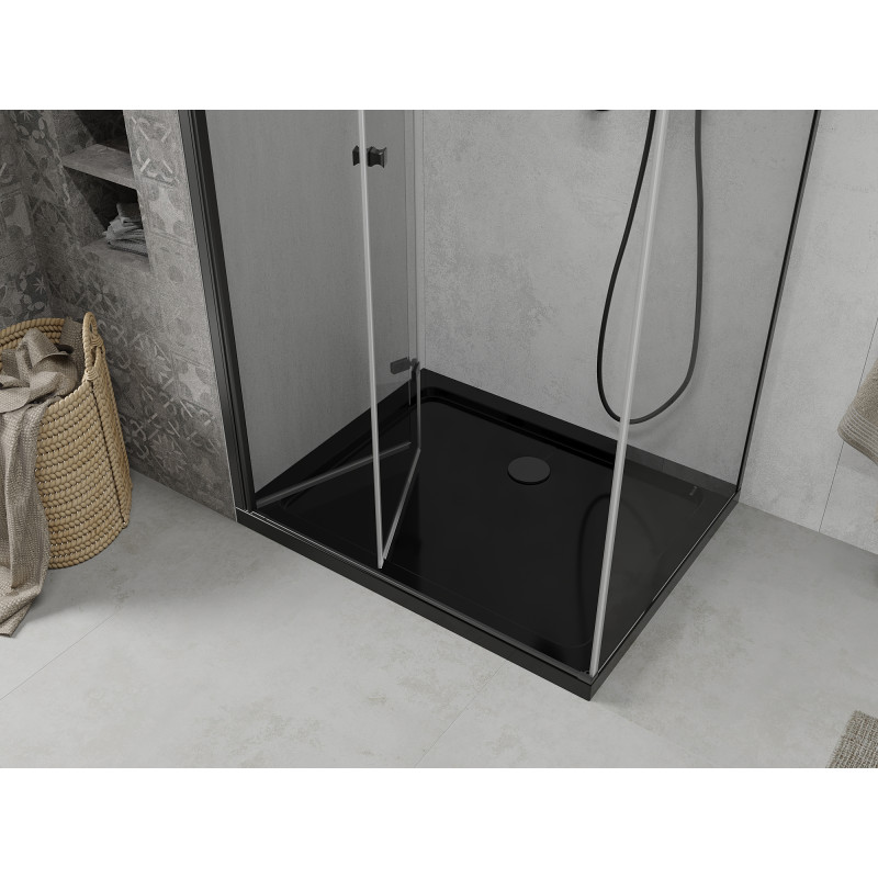 Mexen Lima folding shower cabin 90 x 100 cm, transparent, black + Flat shower tray, black - 856-090-100-70-00-4070B