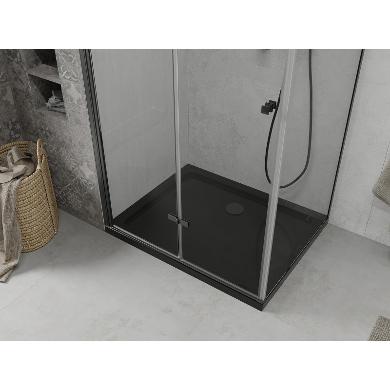 Mexen Lima folding shower cabin 90 x 100 cm, transparent, black + Flat shower tray, black - 856-090-100-70-00-4070B