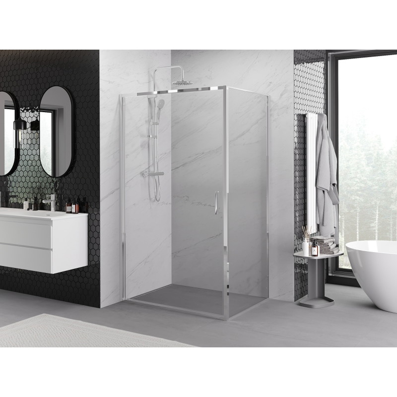 Mexen Exo-B 100 x 75 cm Hinged Shower Enclosure, Transparent, Chrome - 817-100-075-01-00