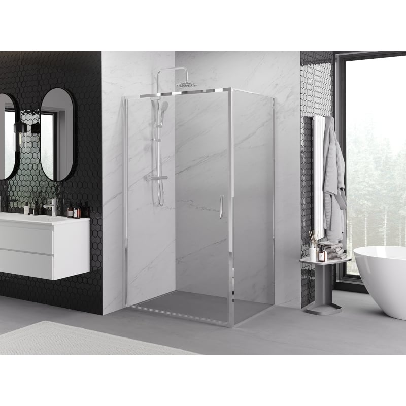 Mexen Exo 100 x 80 cm Swing Shower Enclosure, Transparent, Chrome - 817-100-080-01-00