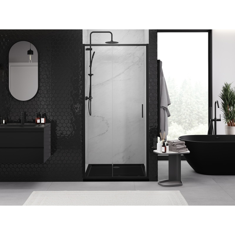 Mexen Exo-S sliding shower doors 100 cm, transparent, black - 8151-100-000-70-00
