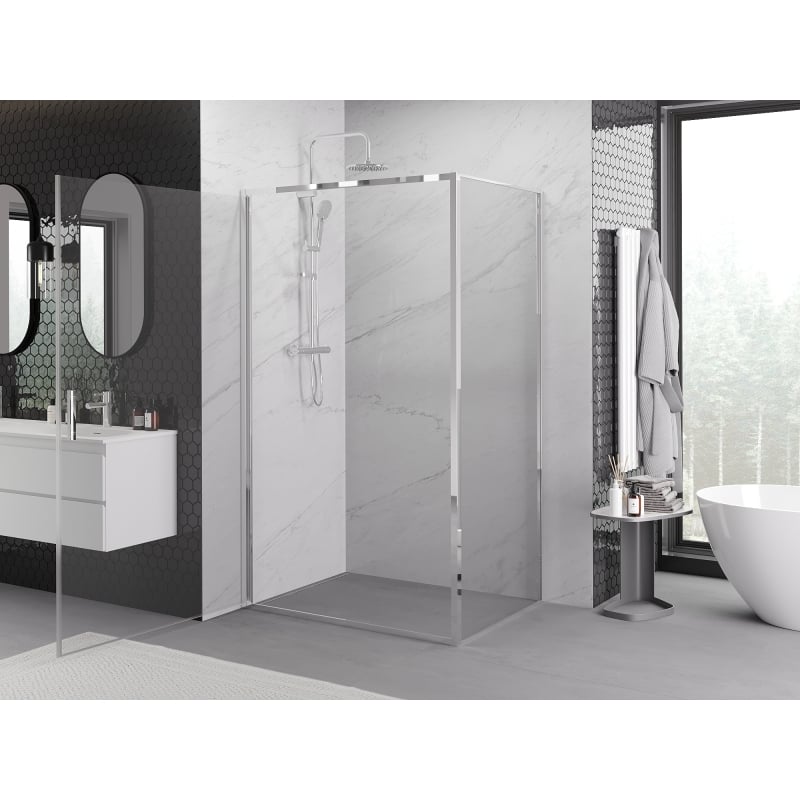 Mexen Exo 80 x 95 cm pivot shower cabin, transparent, chrome - 817-080-095-01-00