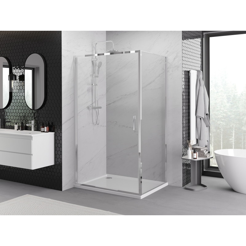 Mexen Exo-B 90 x 100 cm Hinged Shower Cabin, Transparent, Chrome - 817-090-100-01-00