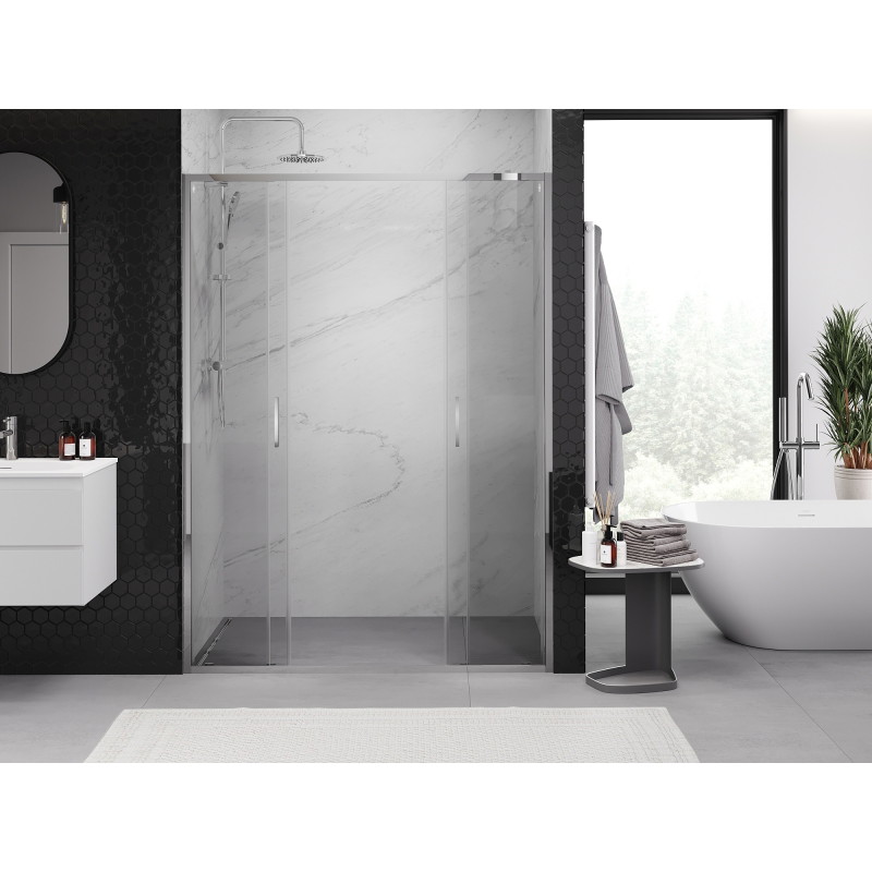 Mexen Exo-S Duo double sliding shower door 140 cm, transparent, chrome - 8152-140-000-01-00