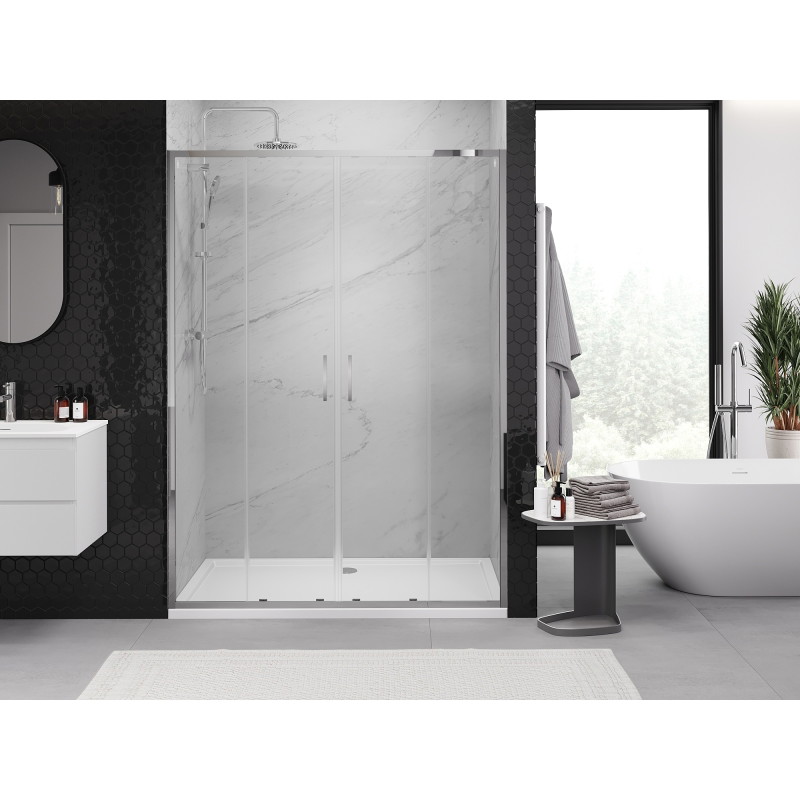 Mexen Exo-S Duo double sliding shower door 160 cm, transparent, chrome - 8152-160-000-01-00