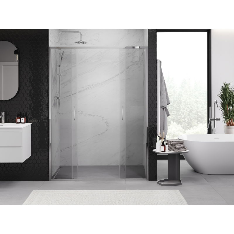 Mexen Exo double sliding shower door 150 cm, transparent, chrome - 8152-150-000-01-00