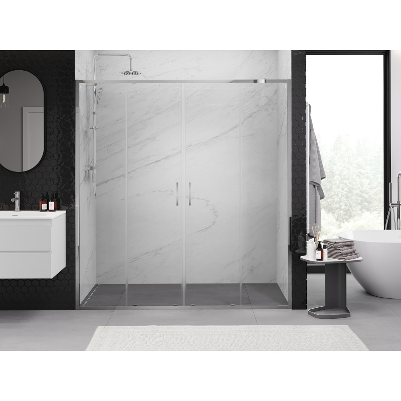 Mexen Exo-S Duo 180 cm double sliding shower door, transparent, chrome - 8152-180-000-01-00
