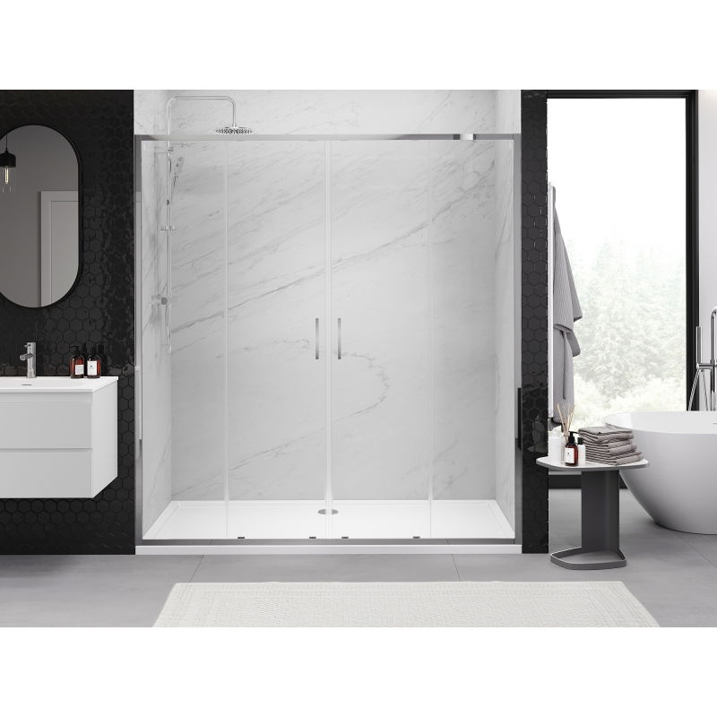 Mexen Exo double sliding shower door 190 cm, transparent, chrome - 8152-190-000-01-00