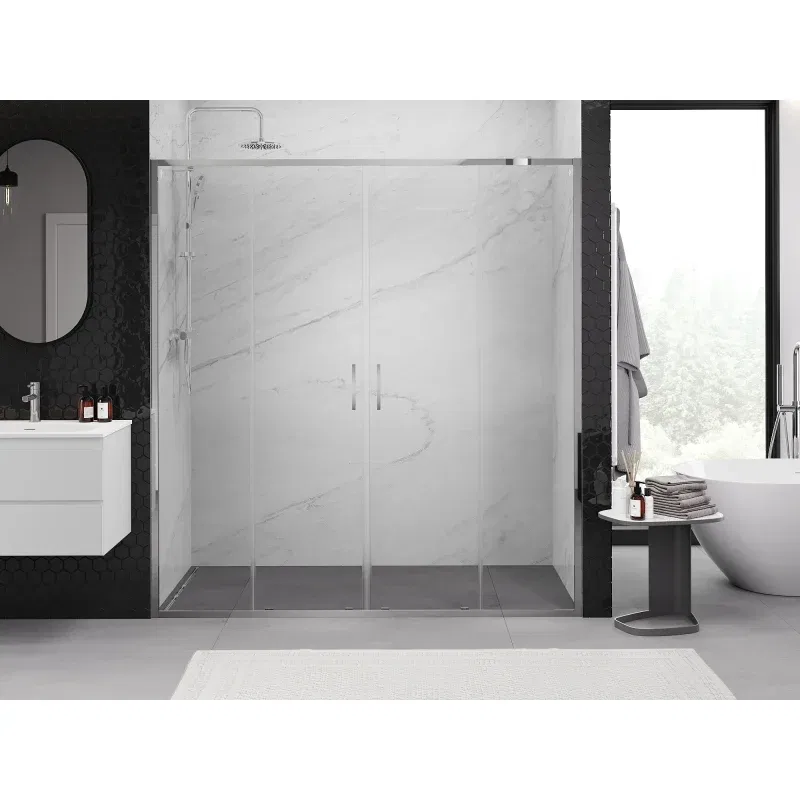 Mexen Exo Double Sliding Shower Doors 200 cm, Transparent, Chrome - 8152-200-000-01-00