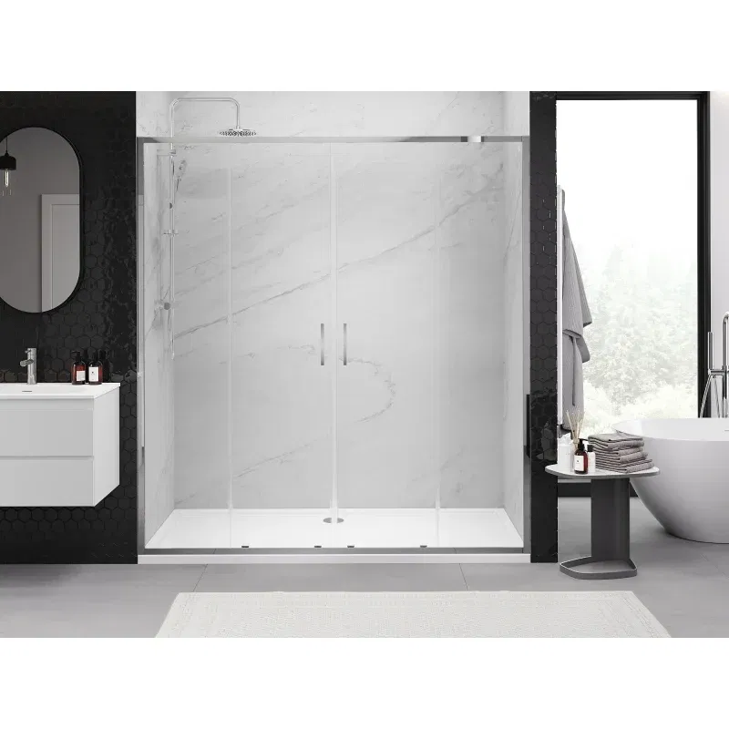 Mexen Exo Double Sliding Shower Doors 200 cm, Transparent, Chrome - 8152-200-000-01-00