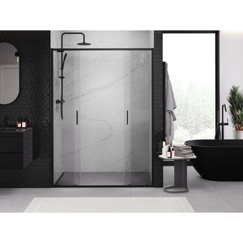 Mexen Exo double sliding shower doors 130 cm, transparent, black - 8152-130-000-70-00