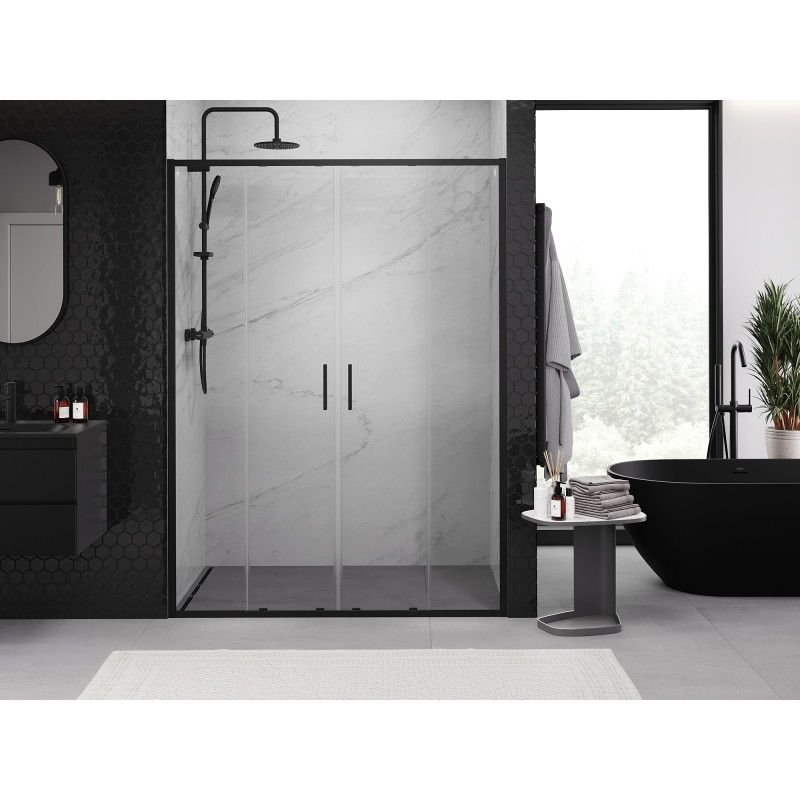 Mexen Exo-S Duo double sliding shower door 160 cm, transparent, black - 8152-160-000-70-00